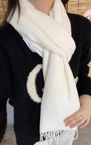 White Large Scarf Pashmina Shawl for Women, Fall Winter Soft Cashmere-Feel Fringe Wrap Fashion Accessories for Wedding Bridal Evening Dresses in Saudi Arabia
