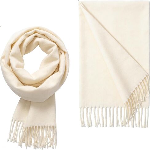 White Large Scarf Pashmina Shawl for Women, Fall Winter Soft Cashmere-Feel Fringe Wrap Fashion Accessories for Wedding Bridal Evening Dresses in Saudi Arabia