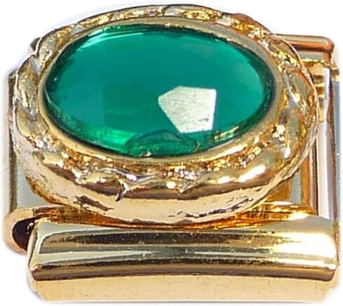 Green Oval Bling Goldtone Base Italian Charm in Saudi Arabia