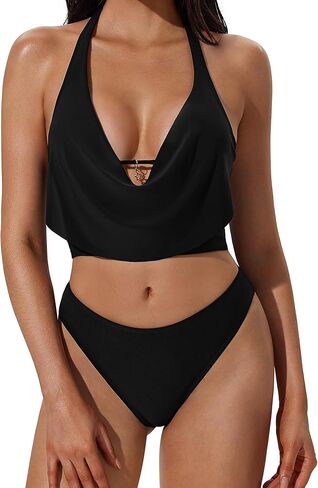 SUUKSESS Women Sexy Two Piece Bikini Set Halter Cowl Neck Bathing Suit in Saudi Arabia