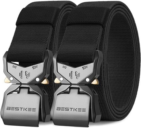 حزام تكتيكي للرجال مكون من قطعتين، أحزمة من النايلون المطاطي للمشي لمسافات طويلة على الطراز العسكري، حزام ويب مرن سريع الفك مقاس 1.5 بوصة in Kuwait