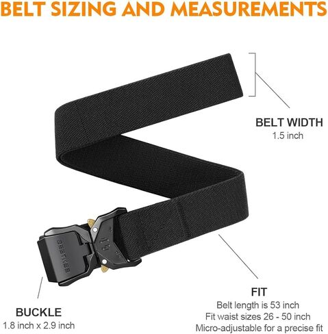 حزام تكتيكي للرجال مكون من قطعتين، أحزمة من النايلون المطاطي للمشي لمسافات طويلة على الطراز العسكري، حزام ويب مرن سريع الفك مقاس 1.5 بوصة in Kuwait