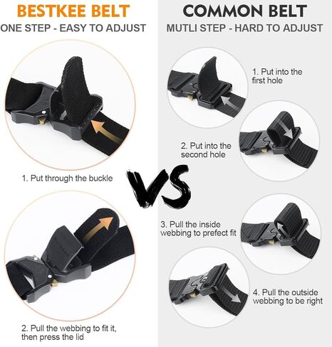 حزام تكتيكي للرجال مكون من قطعتين، أحزمة من النايلون المطاطي للمشي لمسافات طويلة على الطراز العسكري، حزام ويب مرن سريع الفك مقاس 1.5 بوصة in Kuwait