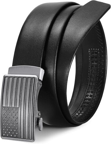 SANSTHS Mens Ratchet Belts Leather 1 3/8" for Men Dress and Casual, Adjustable Click Belts with American Flag Buckles in Saudi Arabia