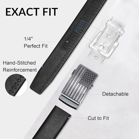 SANSTHS Mens Ratchet Belts Leather 1 3/8" for Men Dress and Casual, Adjustable Click Belts with American Flag Buckles in Saudi Arabia