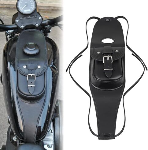 Fuel Tank Cover Panel Bib Bra Pouch Leather Gas Tank Bag for Harley Sportster Iron 883 XL883N Forty Eight XL1200X Custom XR1200,Black in Saudi Arabia