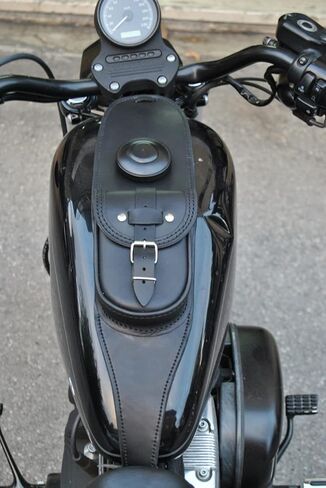 Fuel Tank Cover Panel Bib Bra Pouch Leather Gas Tank Bag for Harley Sportster Iron 883 XL883N Forty Eight XL1200X Custom XR1200,Black in Saudi Arabia