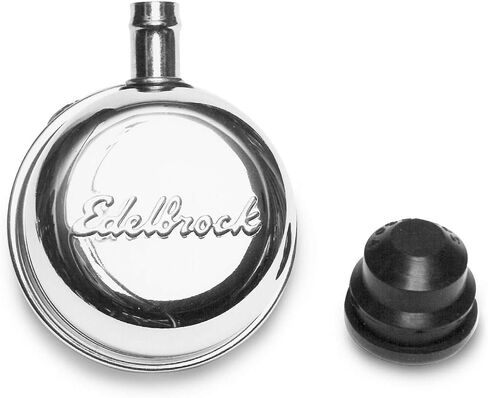 Edelbrock 4410 Oil Breather Cap, Round, Steel, Chrome, Push In in Saudi Arabia