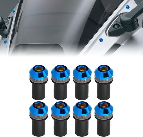 AeroBon GR5 Titanium Motorcycle Windshield and Fairing Bolt Kit, M5x16mm, M5x0.8, 12mm Button Head, 8 pcs kit, Gloss Black in Saudi Arabia