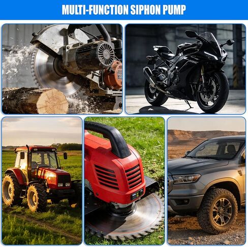 مضخة نقل الوقود، مضخة سيفون الغاز للبنزين، مضخة نقل يدوية للبنزين للوقود والزيت والديزل والماء والسوائل مع خرطوم سيفون PVC بطول 10 أقدام، نحاس، مشابك وقفازات (15 مم) in Kuwait