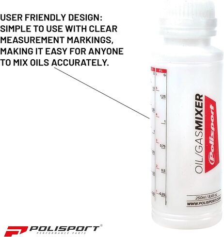 Polisport ProOctane Oil Mixer Bottle – 250ml Transparent Measuring Container – Fuel/Oil Mixing Tool for Off-Road Motorcycles & ATVs in Saudi Arabia