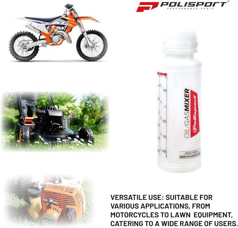 Polisport ProOctane Oil Mixer Bottle – 250ml Transparent Measuring Container – Fuel/Oil Mixing Tool for Off-Road Motorcycles & ATVs in Saudi Arabia