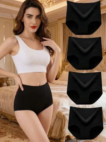 4 Pack Women's Cotton Underwear High Waisted Ladies Panties Full Coverage Briefs (Regular & Plus Size) in Saudi Arabia