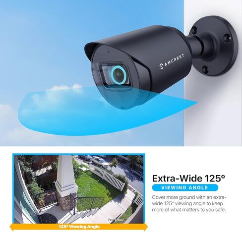 كاميرا أمان خارجية تناظرية 4K من Amcrest، رصاصة 4K (8 ميجابكسل) @15 إطارًا في الثانية، CCTV-Coax-BNC، رؤية ليلية 130 قدمًا، معدن IP67، زاوية 110 درجة، ميكروفون، أسود (ليست كاميرا IP) (يتطلب DVR، غير متضمن) (AMC4KBC28) -ب) in Kuwait