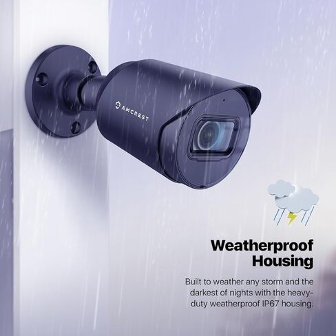 كاميرا أمان خارجية تناظرية 4K من Amcrest، رصاصة 4K (8 ميجابكسل) @15 إطارًا في الثانية، CCTV-Coax-BNC، رؤية ليلية 130 قدمًا، معدن IP67، زاوية 110 درجة، ميكروفون، أسود (ليست كاميرا IP) (يتطلب DVR، غير متضمن) (AMC4KBC28) -ب) in Kuwait