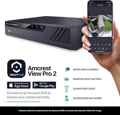 كاميرا أمان خارجية تناظرية 4K من Amcrest، رصاصة 4K (8 ميجابكسل) @15 إطارًا في الثانية، CCTV-Coax-BNC، رؤية ليلية 130 قدمًا، معدن IP67، زاوية 110 درجة، ميكروفون، أسود (ليست كاميرا IP) (يتطلب DVR، غير متضمن) (AMC4KBC28) -ب) in Kuwait