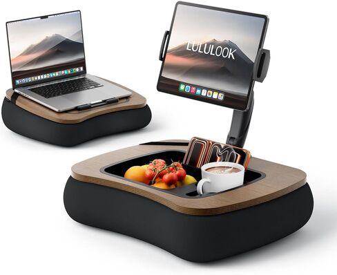 LULULOOK 2-in-1 Lap Desk & Kindle Pillow Stand, Laptop Desk Holder with Beanbag Cushion & Foldable Arm for 14" Laptop,iPad, Phone, 4.7-14.6" Tablet & Kindle Reading in Bed in Saudi Arabia