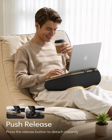 LULULOOK 2-in-1 Lap Desk & Kindle Pillow Stand, Laptop Desk Holder with Beanbag Cushion & Foldable Arm for 14" Laptop,iPad, Phone, 4.7-14.6" Tablet & Kindle Reading in Bed in Saudi Arabia