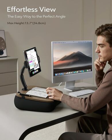 LULULOOK 2-in-1 Lap Desk & Kindle Pillow Stand, Laptop Desk Holder with Beanbag Cushion & Foldable Arm for 14" Laptop,iPad, Phone, 4.7-14.6" Tablet & Kindle Reading in Bed in Saudi Arabia