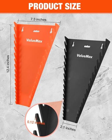ValueMax 4-Pack Magnetic Wrench Organizer, 64-Slot Wrench Rack with Strong Magnetic Backing, Fits (1/4"–1-1/16") & Metric (6mm–28mm), for Toolbox Drawers or Wall Storage in Saudi Arabia