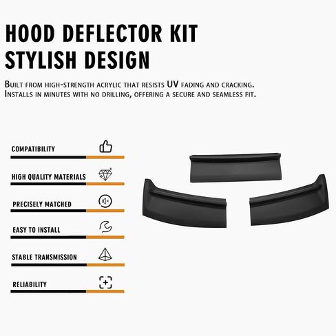 Hood Deflector Compatible with Ford 2021-2025 Bronco 4-Door & 2-Door Hood Protector Waterproof Uvioresistant Three Stage Form Trail Armor Textured Black Hood Guard Shield Bug Deflector in Saudi Arabia