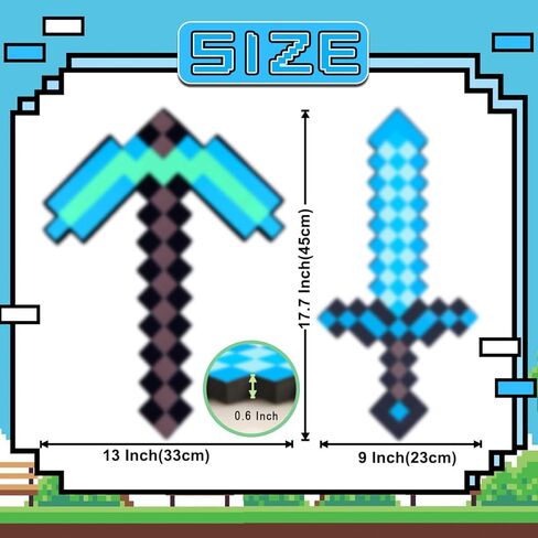 2 Pack Sword Toys,Foam Sword Pickaxe Roleplay Game Toys for Boys,Weapons Accessory for Game Fans Halloween Christmas Cosplay Party Blue in Saudi Arabia
