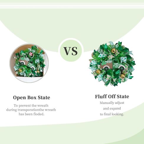 Bibelot St Patricks Day Wreaths for Front Door, Mesh Shamrock Clover Wreath with Gold Balls & Bow, Artificial St. Patrick's Day Decor for Wall Holiday Party Home in Saudi Arabia