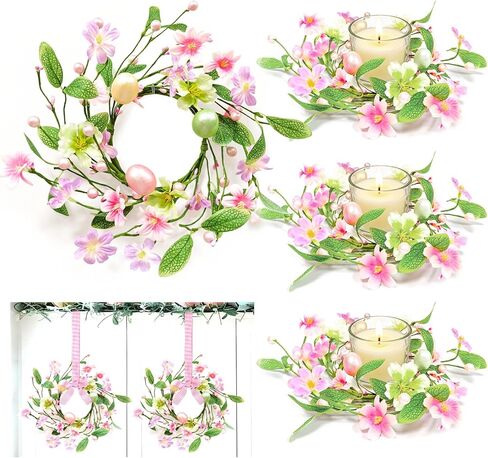 4 Pcs St Patricks Day Decorations 11.8 Inch Small Shamrock Wreath Mini St Patricks Wreaths with Green Berried Flowers St Patricks Day Wreaths for Door Window Wall Cabinets Kitchen Table Mantle in Saudi Arabia