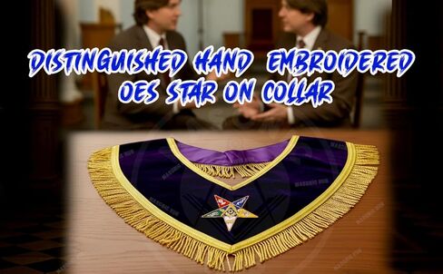 طوق راعي جدير باللون الأرجواني المخملي الماسوني OES مع جديلة ذهبية وهامش 1.5 بوصة، مبطن بالحرير الساتان، مصنوع يدويًا من Eastern Star Regalia in Kuwait