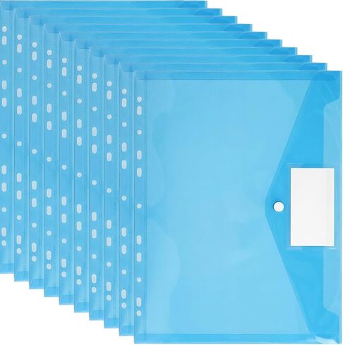 10 Pcs Binder Pocket with Button Snap Closure Plastic Envelopes File Folders Suitable for Letter/A4 Size Plastic Folders Binder Organizer for Office School Paper Storage(Pink) in Kuwait