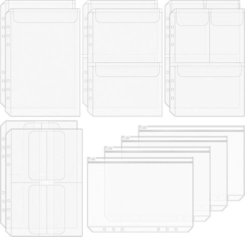 12PCS A5 Binder Pockets 6-Hole Planner Inserts for A5 6-Ring Binder, Money Organizer Cash Budget Envelopes Bill Pouches Card Sleeves Photo Holders Loose Leaf Bags for Refillable Notebook Binder in Saudi Arabia