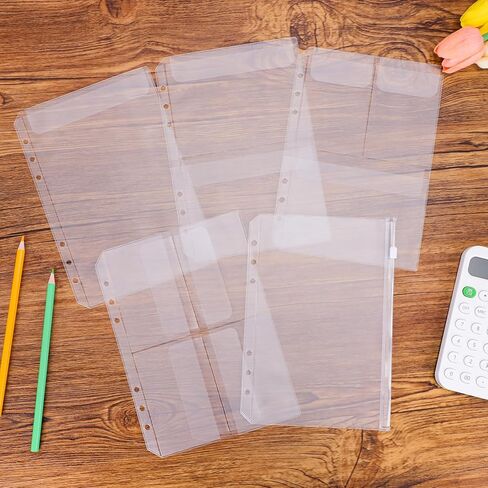 12PCS A5 Binder Pockets 6-Hole Planner Inserts for A5 6-Ring Binder, Money Organizer Cash Budget Envelopes Bill Pouches Card Sleeves Photo Holders Loose Leaf Bags for Refillable Notebook Binder in Saudi Arabia