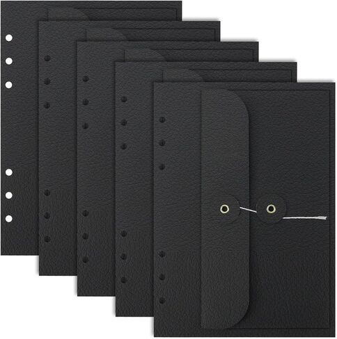 Koqye Kraft Paper Divider Pockets for A5 Binders, 6-Ring Front Pocket Organizer, 5.6" x 8.3" for Journal, Planner, School & Office Supplies (B) in Saudi Arabia