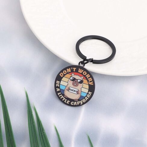 Capybara Keychain, Don’t Worry Be A Little Capybara Key Ring Funny Gift Stuff Cute Backpack Bag Charm Accessory for Women Men in Saudi Arabia