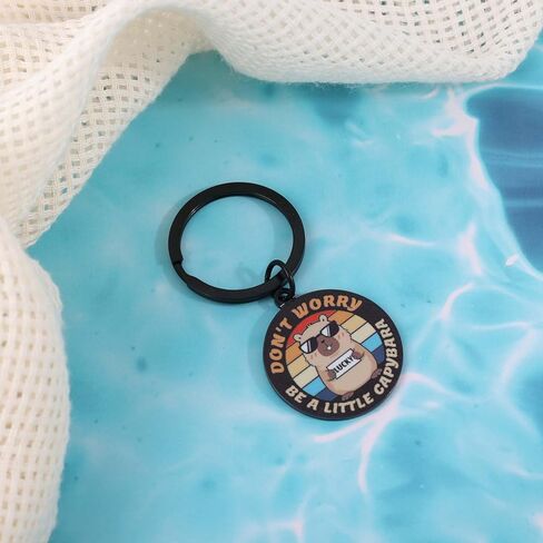 Capybara Keychain, Don’t Worry Be A Little Capybara Key Ring Funny Gift Stuff Cute Backpack Bag Charm Accessory for Women Men in Saudi Arabia