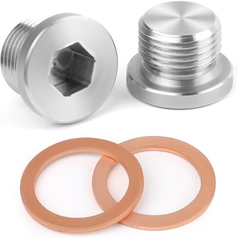 2 Pack M18x1.5 Sensor Plug Inner Hex Head with Red Copper O-Ring,304 Stainless Steel Thread Inner Hex Head Plug for Car,Truck,Motorcycle,ATV,UTV,Other Transportatin in Saudi Arabia