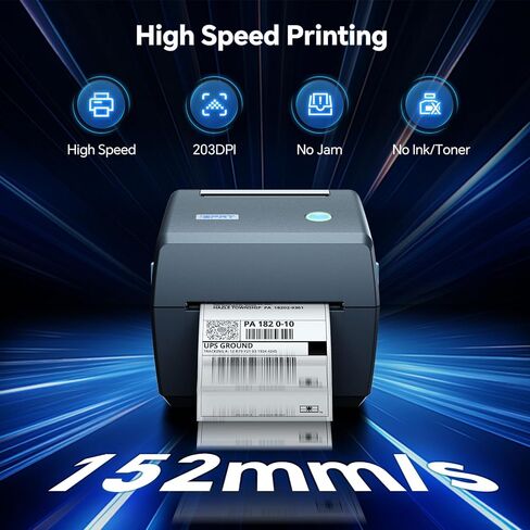 iDPRT Industrial High-Speed Thermal Printer - 8IPS, 203 DPI, for Large Warehouses & Logistics, USB/Ethernet, Supports 4.25" Wide Labels, Perfect for Barcode Shipping & Receipts in Saudi Arabia