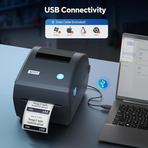 iDPRT Industrial High-Speed Thermal Printer - 8IPS, 203 DPI, for Large Warehouses & Logistics, USB/Ethernet, Supports 4.25" Wide Labels, Perfect for Barcode Shipping & Receipts in Saudi Arabia