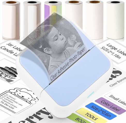 KEEPHOPE Label Maker Machine with 6 Waterproof Tapes, Thermal Label Maker, Portable Mini Bluetooth Label Printer with Clear Tape for Home, School, Office Organization Blue in Saudi Arabia