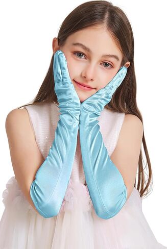 Princess Gloves for Little Girls Long Satin Costume Dress Up Gloves for Halloween Birthday Costume Cosplay in Saudi Arabia