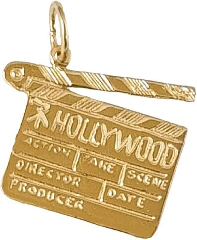 14k Yellow Gold Directors Action Movie Clapboard Pendant, Made in USA in Saudi Arabia