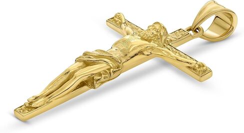 قلادة صليب مفصلة للرجال من الذهب الخالص عيار 14 قيراط - صُنعت في الولايات المتحدة الأمريكية. in Kuwait