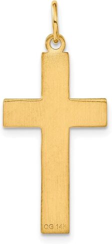 Jewelry Affairs 14k Real Solid Yellow Gold Diamond-cut Cross Charm Pendant, 33x15mm in Saudi Arabia