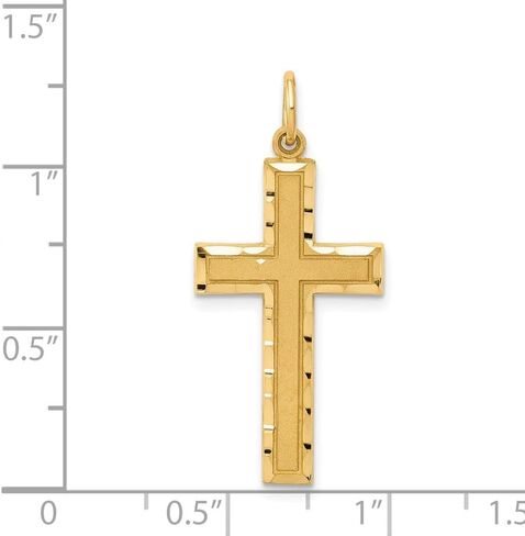Jewelry Affairs 14k Real Solid Yellow Gold Diamond-cut Cross Charm Pendant, 33x15mm in Saudi Arabia