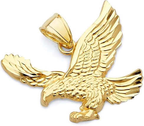 The World Jewelry Center TWJC 14k REAL Yellow Gold Eagle Charm Pendant in Saudi Arabia