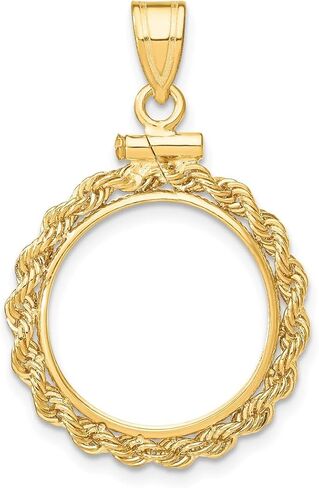 Generic 14k Polished Rope 16.0mm x 1.35mm Screw Top Coin Bezel Pendant, Yellow in Saudi Arabia