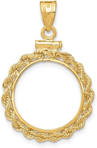 Generic 14k Polished Rope 16.0mm x 1.35mm Screw Top Coin Bezel Pendant, Yellow in Saudi Arabia