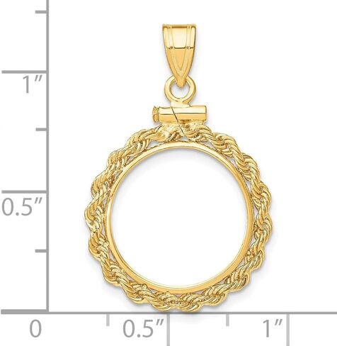 Generic 14k Polished Rope 16.0mm x 1.35mm Screw Top Coin Bezel Pendant, Yellow in Saudi Arabia