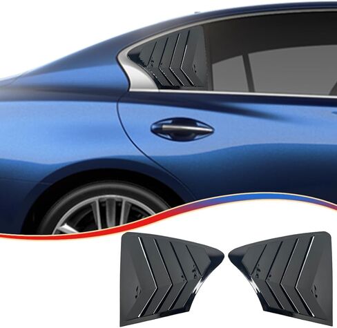 Side Vent Window Louvers for Infiniti Q50 2014-2024, ABS Print Sport Window Decorative Covers, Exterior Trim Accessories - Bright Black in Saudi Arabia