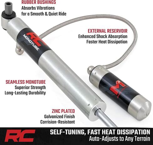 Rough Country M1R Monotube Front Shocks with External Reservoir for Jeep Gladiator JT (2020–2025) w/0-2.5" Lift - High-Performance Off-Road Shock Absorbers, 2-Pack in Saudi Arabia